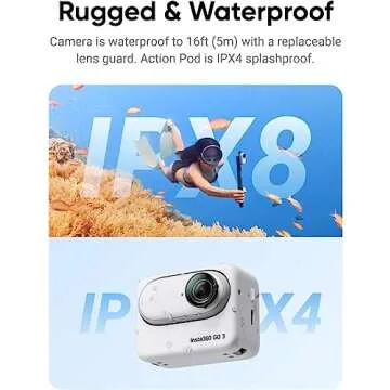 Insta360 GO 3 64GB – Waterproof Tiny Mighty Action Camera with 2.7K 2720 Video & 2936x1088 Photo, FlowState Stabilization, POV Capture, AI Auto Editing, Action Pod and Wearable Camera