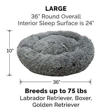 Furhaven Soft 36" Calming Donut Dog Bed for All Breeds
