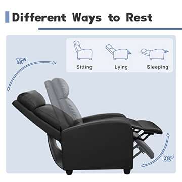 Furniwell Massage Recliner Chair for Living Room Adjustable PU Leather Reclining Chair Home Theater Seating Modern Winback Single Sofa for Adults with Footrest (Leather, Black)