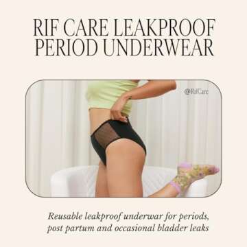 Rif care Leakproof Underwear | High-Absorbency Panties for Women | PFA Free | Midrise Fit | 1 Count | Black | Small