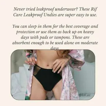 Rif care Leakproof Underwear | High-Absorbency Panties for Women | PFA Free | Midrise Fit | 1 Count | Black | Small
