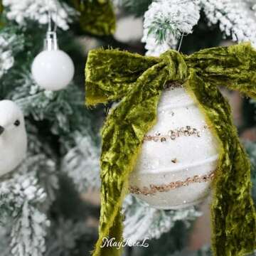 MAYREEL 1 Inch Moss Green Crushed Velvet Ribbon Frayed Edge Hand Torn Fringe for Bridal Bouquets Invitations Vow Books Gift Baskets Hair Bows 6 Yards