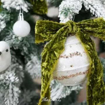 MAYREEL 1 Inch Moss Green Crushed Velvet Ribbon Frayed Edge Hand Torn Fringe for Bridal Bouquets Invitations Vow Books Gift Baskets Hair Bows 6 Yards