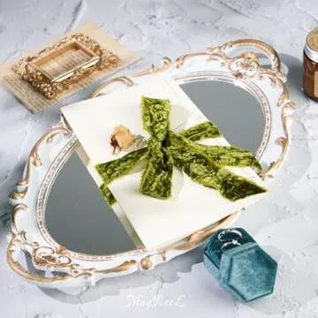 MAYREEL 1 Inch Moss Green Crushed Velvet Ribbon Frayed Edge Hand Torn Fringe for Bridal Bouquets Invitations Vow Books Gift Baskets Hair Bows 6 Yards