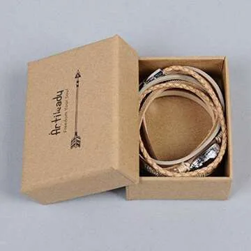 Artilady Leather Wrap Bracelet for Women - Handmade Clasp Bangle Bracelet with Pearl Beads Crystal Wristbands Jewelry Gift for Ladies and Mother