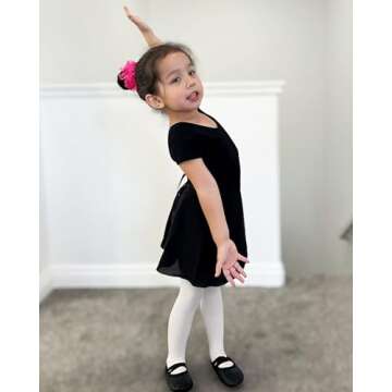 Stelle Ballet Leotards for Girls Black Dance Leotard Gymnastics Ballet Outfits with Bow Back (Toddler/Little/Big Kids) (Black, 6 Years)