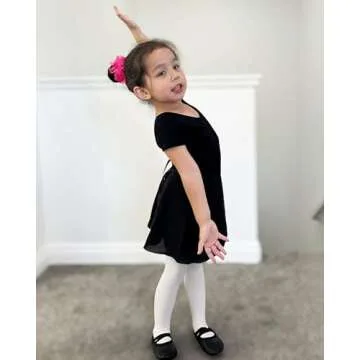 Stelle Ballet Leotards for Girls Black Dance Leotard Gymnastics Ballet Outfits with Bow Back (Toddler/Little/Big Kids) (Black, 6 Years)