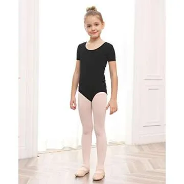 Stelle Ballet Leotards for Girls Black Dance Leotard Gymnastics Ballet Outfits with Bow Back (Toddler/Little/Big Kids) (Black, 6 Years)