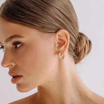 micuco Gold Hoop Earrings for Women - Lightweight & Elegant