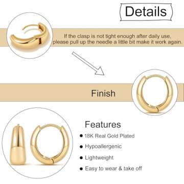 micuco Gold Hoop Earrings for Women - Lightweight & Elegant