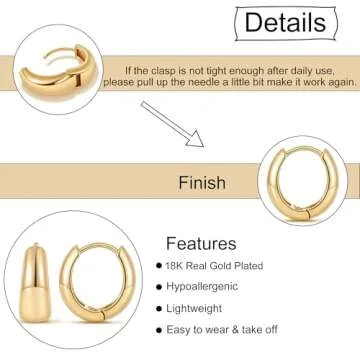 micuco Gold Hoop Earrings for Women - Lightweight & Elegant