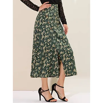 Allegra K Women's Floral Print A-Line Maxi Skirt - Elegant & Comfortable