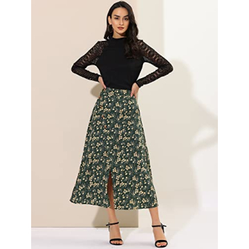 Allegra K Women's Floral Print A-Line Maxi Skirt - Elegant & Comfortable