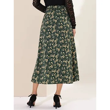 Allegra K Women's Floral Print A-Line Maxi Skirt - Elegant & Comfortable