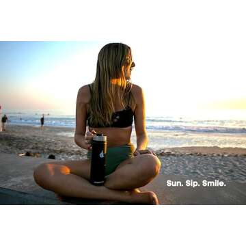 HYDRO CELL Stainless Steel Insulated Water Bottle with Straw - For Cold & Hot Drinks - Metal Vacuum Flask with Screw Cap and Modern Leakproof Sport Thermos for Kids & Adults (Black 24oz)