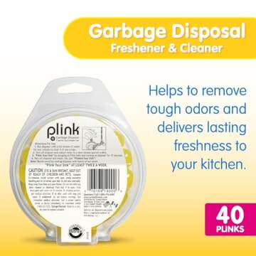 Plink Garbage Disposal Cleaner, Freshener & Odor Removing Balls, Easy to Use, Fresh Lemon Scent, 40 ...
