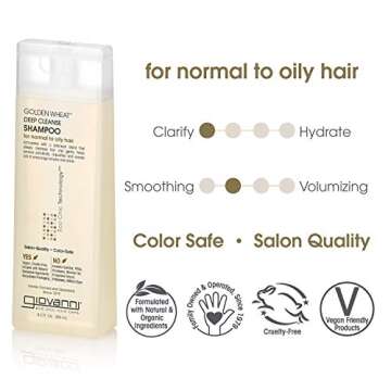 GIOVANNI ECO CHIC Golden Wheat Deep Cleanse Shampoo - Shampoo for Oily hair, Deep Cleansing With Bot...
