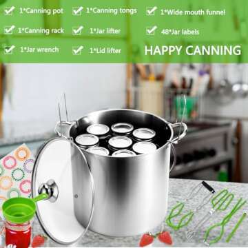 Canning Pot Water Bath Canner 20quart Stock Pot, Stainless Steel Canning Supplies Starter Kit Canner...