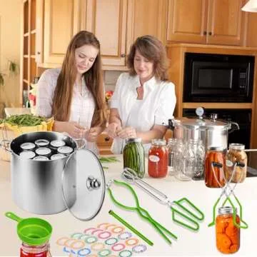 Canning Pot Water Bath Canner 20quart Stock Pot, Stainless Steel Canning Supplies Starter Kit Canner Tools Beginners Canning Kits Accessories with Rack, Tongs, Jar Lifter, Full Canning Set