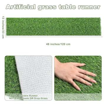 Artificial Grass Table Runners-13 x 48 Inches Faux Grass Table Runner for Golf Themed Party,Synthetic Turf Table Runner for Wedding Party, Birthday, Banquet, Baby Shower, Home Decor