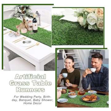 Artificial Grass Table Runners-13 x 48 Inches Faux Grass Table Runner for Golf Themed Party,Synthetic Turf Table Runner for Wedding Party, Birthday, Banquet, Baby Shower, Home Decor