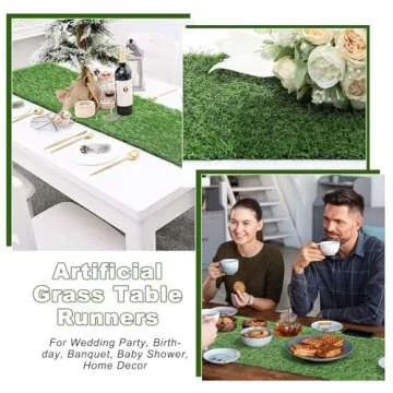 Artificial Grass Table Runners-13 x 48 Inches Faux Grass Table Runner for Golf Themed Party,Synthetic Turf Table Runner for Wedding Party, Birthday, Banquet, Baby Shower, Home Decor