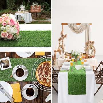 Artificial Grass Table Runners-13 x 48 Inches Faux Grass Table Runner for Golf Themed Party,Synthetic Turf Table Runner for Wedding Party, Birthday, Banquet, Baby Shower, Home Decor