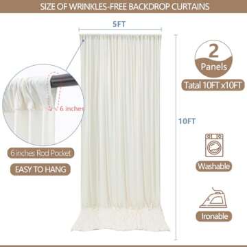 10x10ft Ivory Backdrop Curtains for Weddings and Events