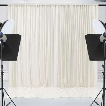 10x10ft Ivory Backdrop Curtains for Weddings and Events