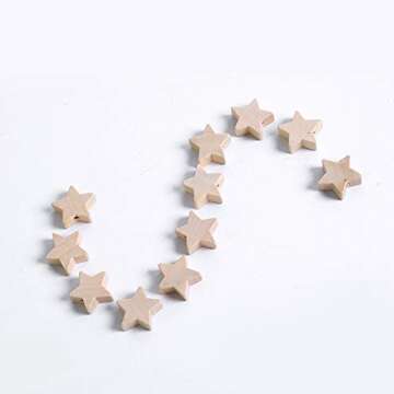 100Pcs Natural Wood Beads Star Shape Unfinished Wooden Loose Beads Spacer Beads with Hole for Crafts...
