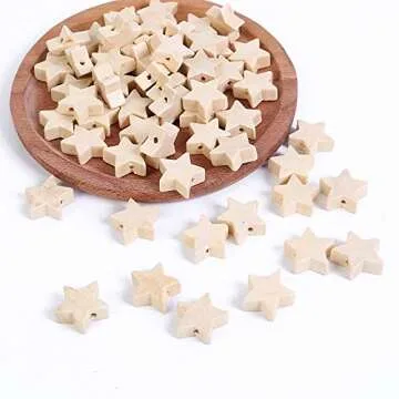 100Pcs Natural Wood Beads Star Shape Unfinished Wooden Loose Beads Spacer Beads with Hole for Crafts DIY Jewelry Making, 20MM