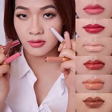 PARAMISS Lip Gloss Pigment Powder Natural Lip Dye 5 Colors x 10G and White Metallic Shimmer Pearl Glitter Pigment Powder for Lip Gloss Lipstick Eyeshadow Cosmetic Grade Lip Gloss Color Pigment