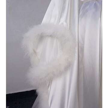 Dressica Old Hollywood Feather Robe Sexy Boudoir Robe Feather Bridal Robe Stin Long Wedding Scarf New Custom Made (M, Ivory)