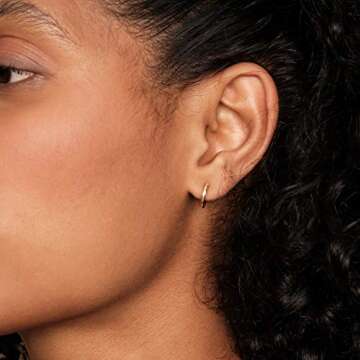 PAVOI 14K Gold Plated Cuff Earrings Huggie Stud | Small Hoop Earrings for Women (Pack WY, Gold Plate...