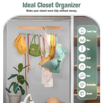 Fitnice 2 Pack Bra Hanger Belt Hanger for Closet with 20 Metal Hooks Tank Top Hanger Space Saving Tie Rack for Men Closet Organizers and Storage Hanging for Sport Bra Belt Tie Scarf Lingerie