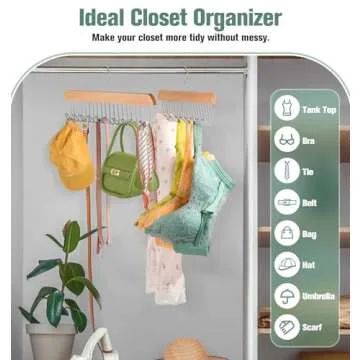 Fitnice 2 Pack Bra Hanger Belt Hanger for Closet with 20 Metal Hooks Tank Top Hanger Space Saving Tie Rack for Men Closet Organizers and Storage Hanging for Sport Bra Belt Tie Scarf Lingerie