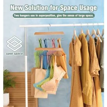 Fitnice 2 Pack Bra Hanger Belt Hanger for Closet with 20 Metal Hooks Tank Top Hanger Space Saving Tie Rack for Men Closet Organizers and Storage Hanging for Sport Bra Belt Tie Scarf Lingerie