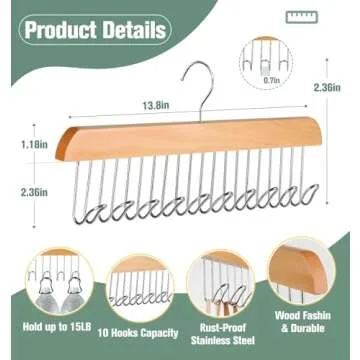 Fitnice 2 Pack Bra Hanger Belt Hanger for Closet with 20 Metal Hooks Tank Top Hanger Space Saving Tie Rack for Men Closet Organizers and Storage Hanging for Sport Bra Belt Tie Scarf Lingerie