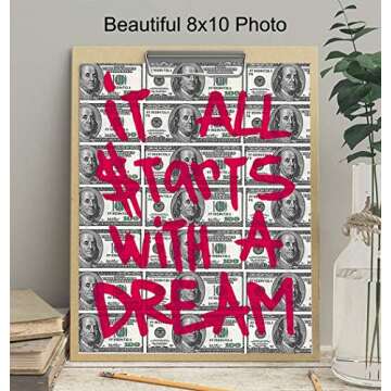 Office Wall Art, Home Decor - Motivational 8x10 Poster Print in Graffiti, Street Art, Mural Style - Unique Room Decorations and Gift for Entrepreneur - Unframed Photo