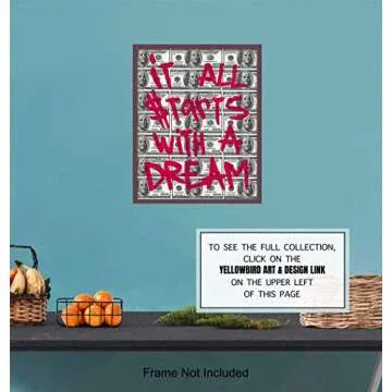 Office Wall Art, Home Decor - Motivational 8x10 Poster Print in Graffiti, Street Art, Mural Style - Unique Room Decorations and Gift for Entrepreneur - Unframed Photo