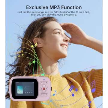 Digital Camera 72MP 2.5K Compact Point and Shoot Camera, 16X Zoom Auto Focus, Vintage Camera for Kids with 32GB Card - Ideal Retro Camera Gift for Teens, Students, Boys, Girls, Kids,Pink