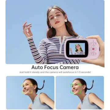 Digital Camera 72MP 2.5K Compact Point and Shoot Camera, 16X Zoom Auto Focus, Vintage Camera for Kids with 32GB Card - Ideal Retro Camera Gift for Teens, Students, Boys, Girls, Kids,Pink