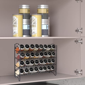 SWOMMOLY 32-Jar Spice Rack Organizer with Labels Black