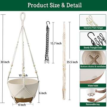 Koalaime Hanging Planter Self Watering 10 Inch, 2 Pack Indoor Outdoor Hanging Baskets, Hanging Flowe...