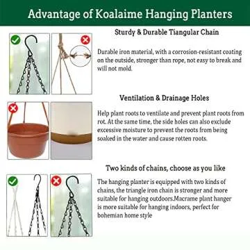 Koalaime 10 Inch Hanging Planters - Self Watering Solution