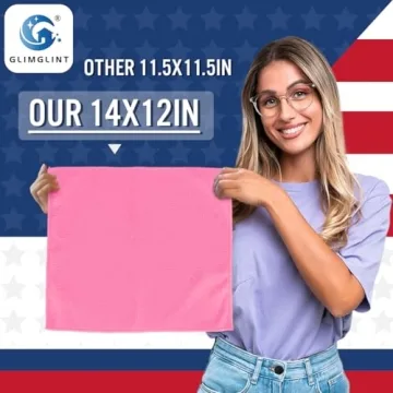 GLIMGLINT Pink Microfiber Cleaning Cloths - 12 Pack Highly Absorbent Towels