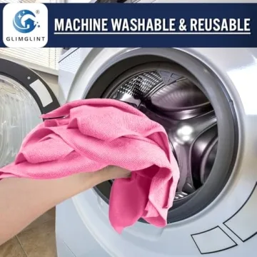 GLIMGLINT Pink Microfiber Cleaning Cloths for Efficient Cleaning