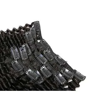 14" 7PCS 120g Kinky Curly Hair Clip In Hair Extensions Human Hair Double Weft Brazilian Virgin Hair Full Head Clip In Remy Human Hair Extensions for Africa America Black Women