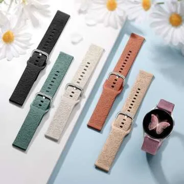 SNBLK Floral Engraved Bands for Galaxy Watch 7 Women
