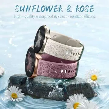 SNBLK Floral Engraved Bands for Galaxy Watch 7 Women
